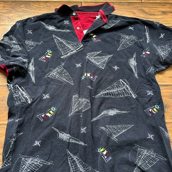 Other - Nautical Print Black Polo Shirt